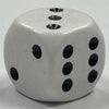 D6 (16mm) Die-Opaque White w/ Black Pips (x5)