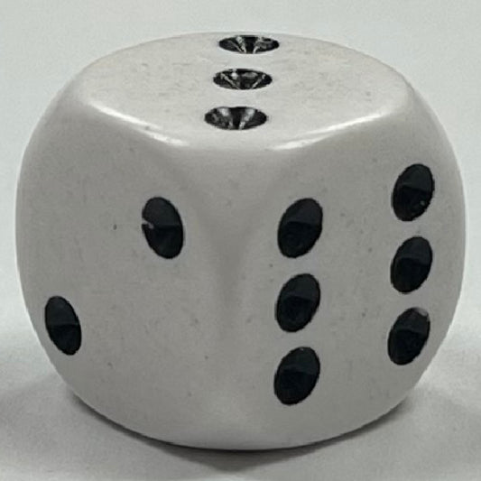 D6 (16mm) Die-Opaque White w/ Black Pips (x5)