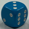 D6 (16mm) Die-Opaque Light Blue w/ White Pips (x5)
