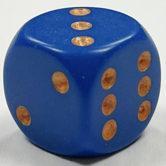 D6 (16mm) Die-Opaque Blue w/ Gold Pips ()