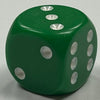 D6 (16mm) Die-Opaque Green w/ White Pips (x5)