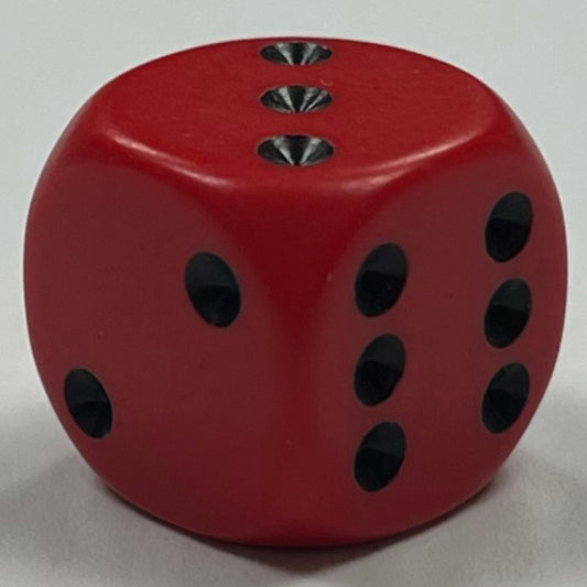 D6 (16mm) Die-Opaque Red w/ Black Pips (x5)