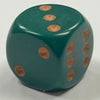 D6 (16mm) Die-Opaque Dusty Green w/ Copper Pips (x5)