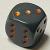 D6 (16mm) Die-Opaque Dark Grey w/ Copper Pips (x5)