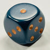 D6 (16mm) Die-Opaque Dusty Blue w/ Copper Pips (x5)