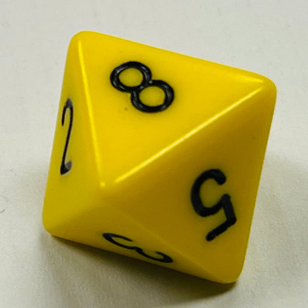 D8 Opaque Dice Yellow w/Black #s (x 5)