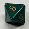 D8 Opaque Dice Dk Green w/Gold #s (x 5