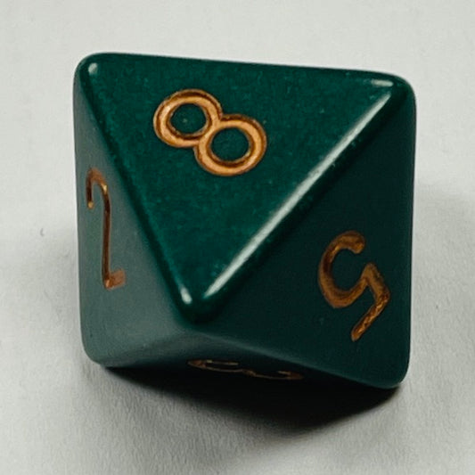 D8 Opaque Dice Dk Green w/Gold #s (x 5