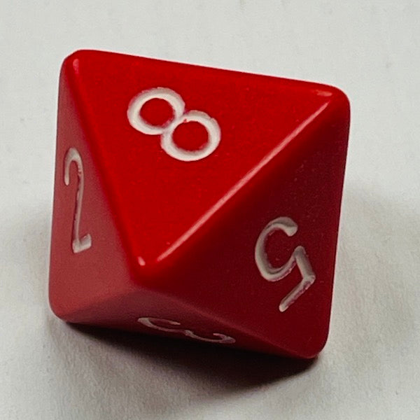 D8 Opaque Dice Red w/White #s (x 5)
