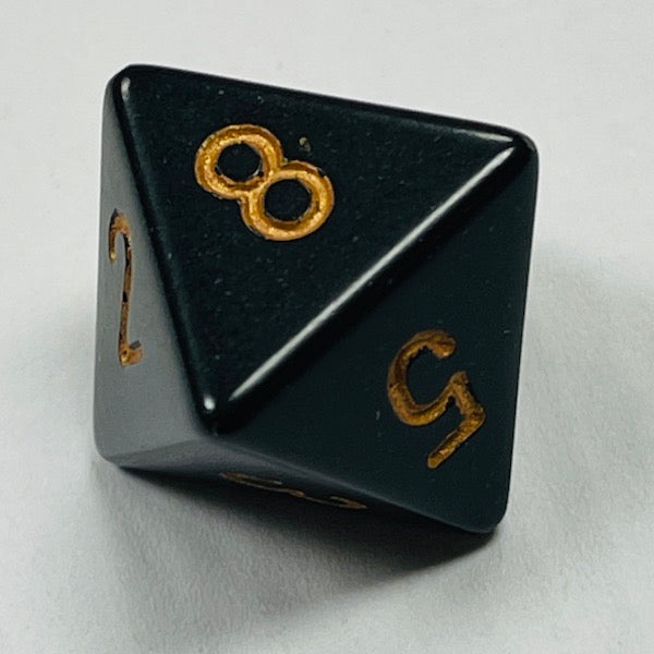 D8 Opaque Dice Black w/Gold #s (x 5)