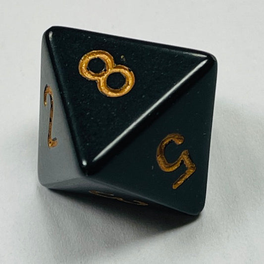 D8 Opaque Dice Black w/Gold #s (x 5)