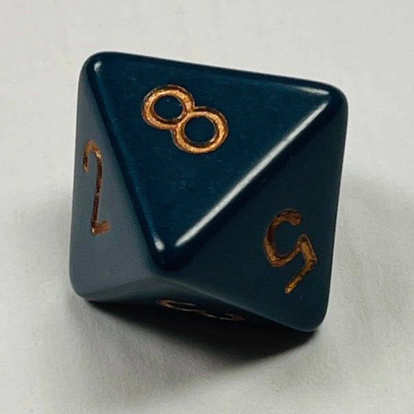 D8 Opaque Dice Dk Blue w/Gold #s (x 5)