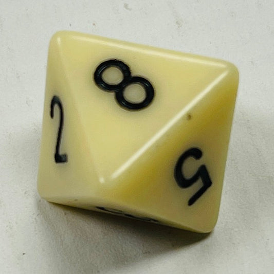 D8 Opaque Dice Ivory w/Black #s (x 5)