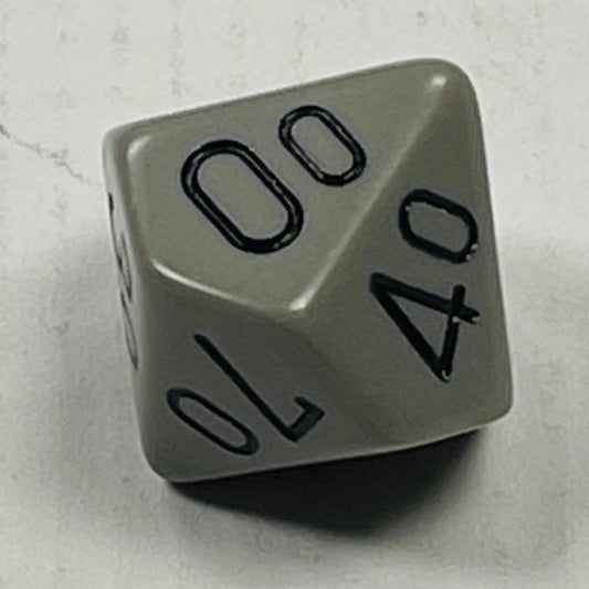 10 Sided (Tens) Die Grey w/Black Numbers (x 5)