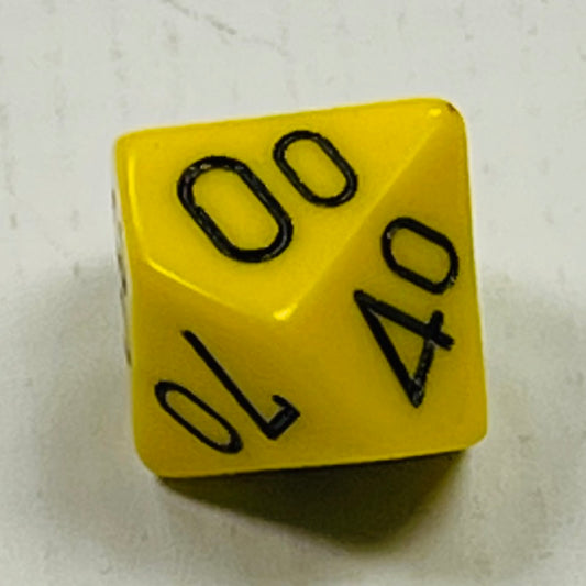 10 Sided (Tens) Die Yellow w/Black Numbers (x 5)