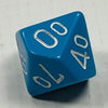 10 Sided (Tens) Die Lt Blue w/White Numbers (x 5)