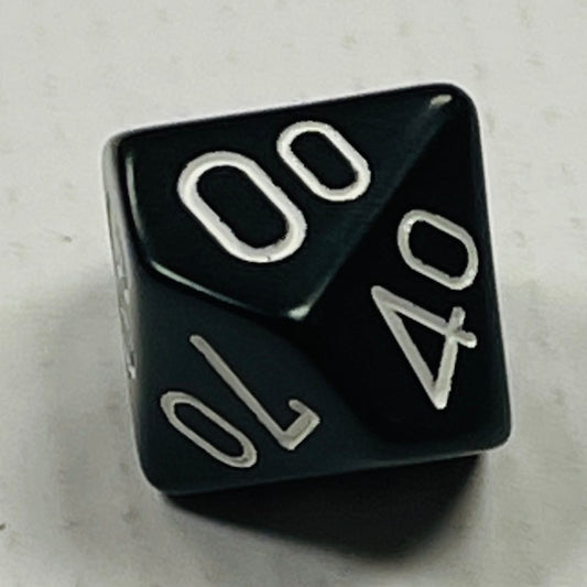 10 Sided (Tens) Die Black w/White Numbers (x5)