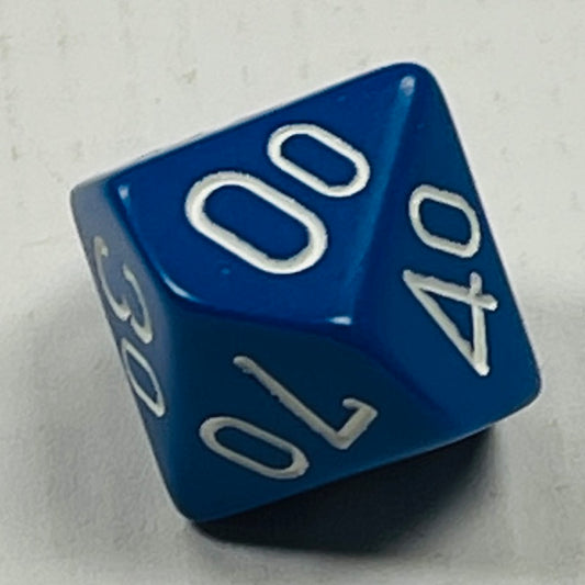 10 Sided (Tens) Die Blue w/White Numbers (x 5)