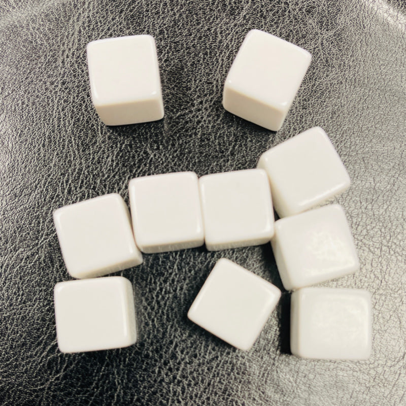 D6 (16mm) Dice-White Opaque Blank (10/Bag)