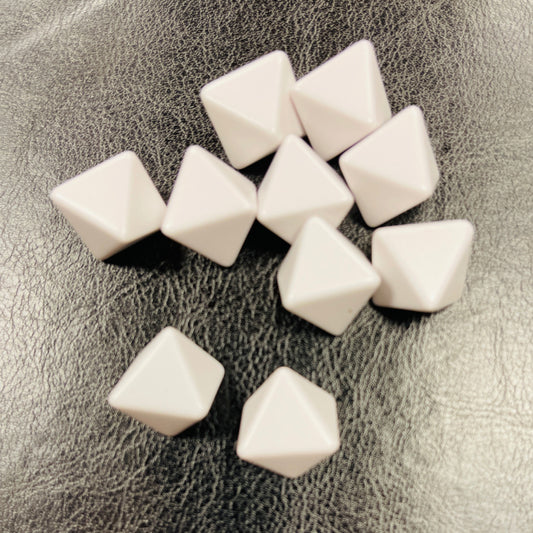 D8 (16mm) Dice-White Opaque Blank (10/Bag)