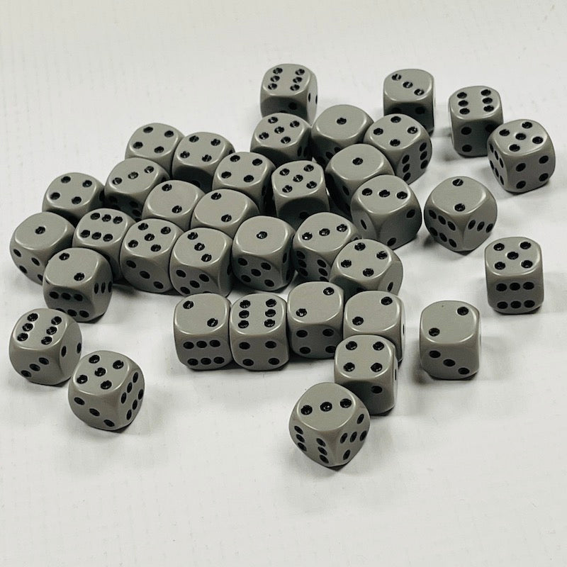 Opaque 12mm Dice w/ Rounded Corners Dk Grey w/Black Pips (36 Pk)
