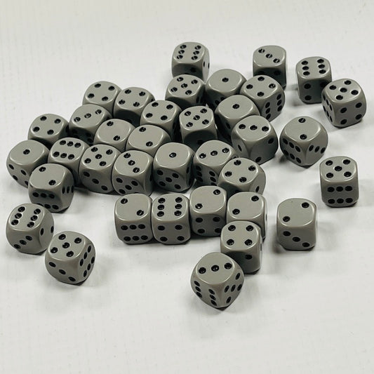 Opaque 12mm Dice w/ Rounded Corners Dk Grey w/Black Pips (36 Pk)