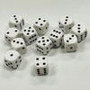 Opaque 16mm Dice w/ Rounded Corners White w/Black Pips (12 Pk)
