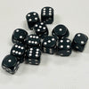 Opaque 16mm Dice w/ Rounded Corners Black w/White Pips (12 Pk)