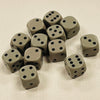 Opaque 16mm Dice w/ Rounded Corners Grey w/Black Pips (12 Pk)