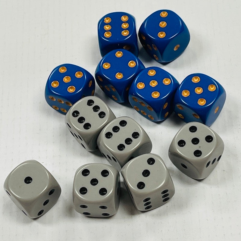 Opaque 16mm Dice w/ Rounded Corners Dixie Dice (12 Pk)