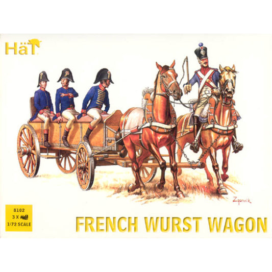 1/72 Napoleonic French Wurst Horse Drawn Wagon (3 sets) (HaT)