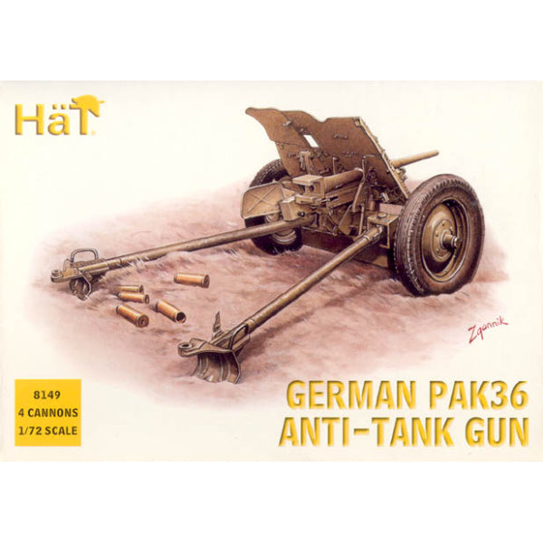 1/72 WWII German PaK 36 Anti-Tank Gun (4) (HaT)