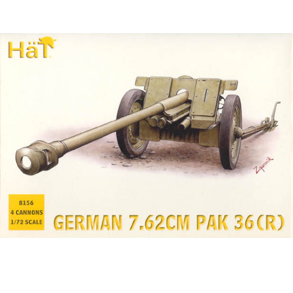 1/72 WWII German 7.62cm PaK 36(R) Gun (4) (HaT)