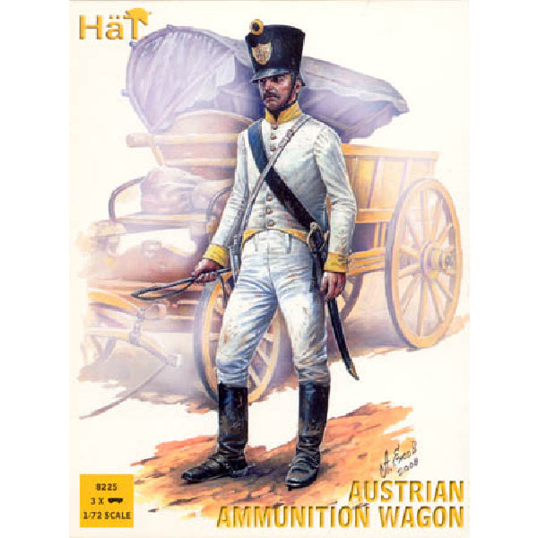 1/72 Napoleonic Austrian Horse Drawn Ammunition Wagon (3 Sets) (HaT)