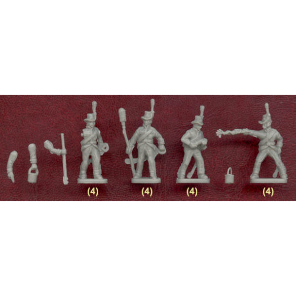 1/72 Napoleonic Swedish Artillery (16 w/4 Cannons) (HaT)