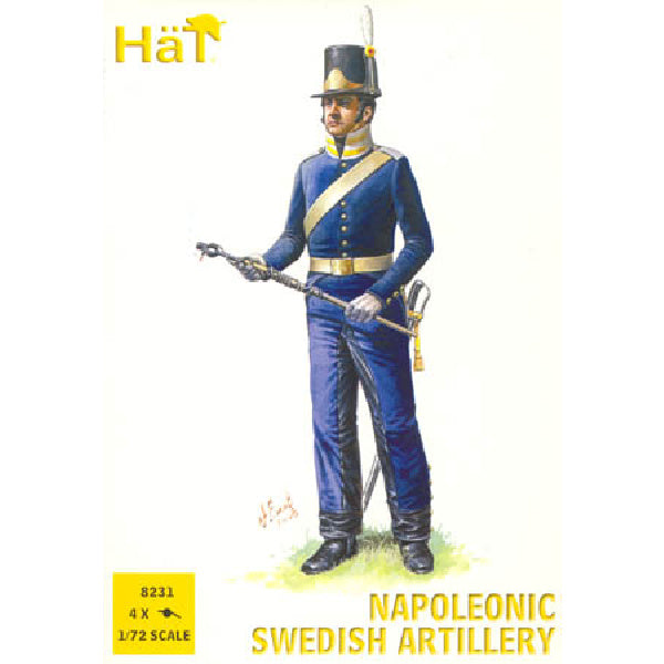 1/72 Napoleonic Swedish Artillery (16 w/4 Cannons) (HaT)