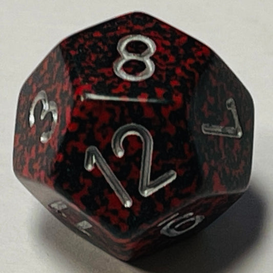 D12 (16mm) Die- Silver Volcano Speckled (x 5)