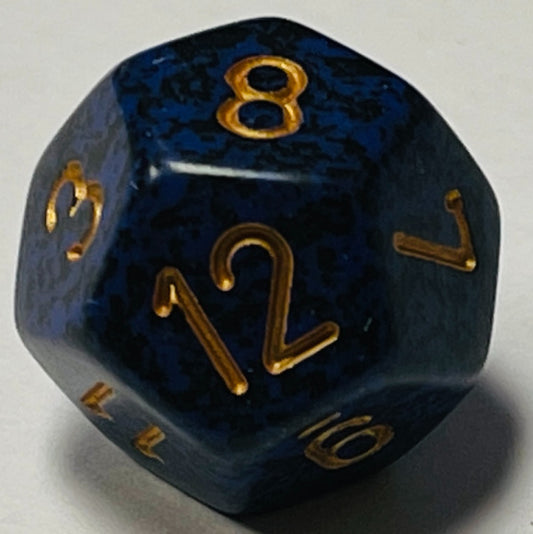 D12 (16mm) Die- Golden Cobalt Speckled (x 5)