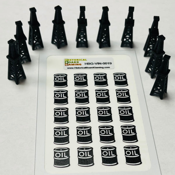 Vinyl Decals (Oil Barrels) & 3d Printed Oil Derricks