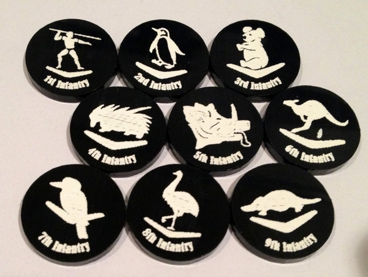 Australian Infantry Division Markers (Acrylic) (9/set)