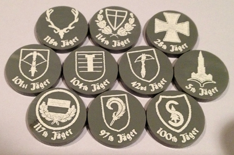 German Jager Division Unit Markers - (Set of 10) Acrylic