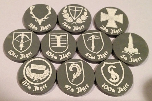 German Jager Division Unit Markers - (Set of 10) Acrylic