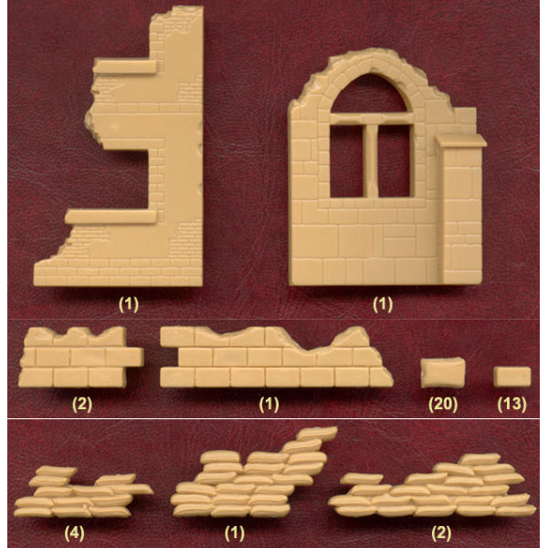 1/72 WWII Ruin Walls Sections & Sandbags (Italeri)