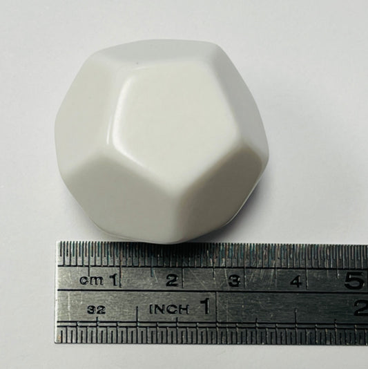 D12 Jumbo Dice-White Opaque Blank (x1)