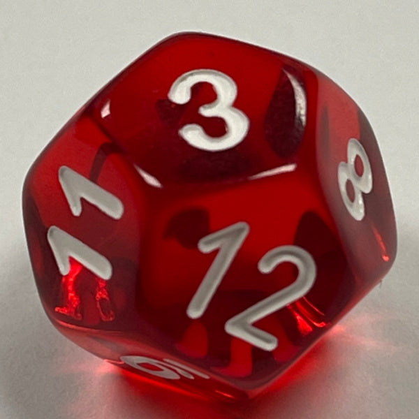 D12 (16mm) Die-Red Translucent (x5)