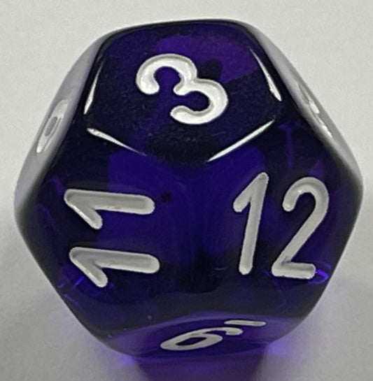 D12 (16mm) Die-Purple Translucent (x 5)