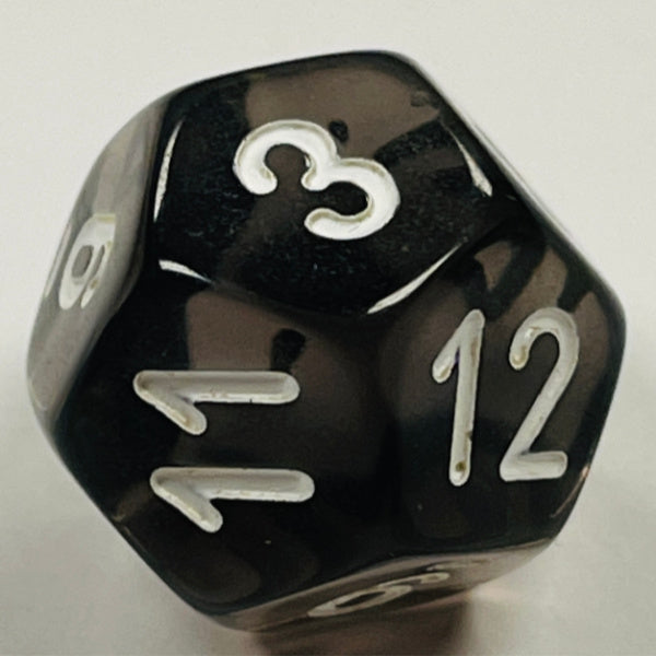 D12 (16mm) Die-Smoke/White Translucent (x 5)