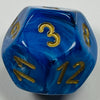 D12 (16mm) Blue/Gold Die-Vortex (x 5)