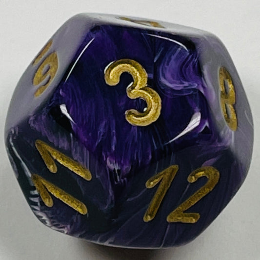 D12 (16mm) Purple/Gold Die-Vortex (x 5)