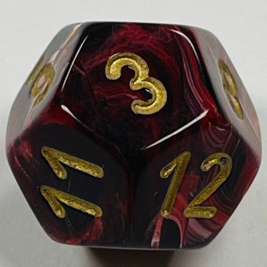 D12 (16mm) Burgundy/Gold Die-Vortex (x 5)